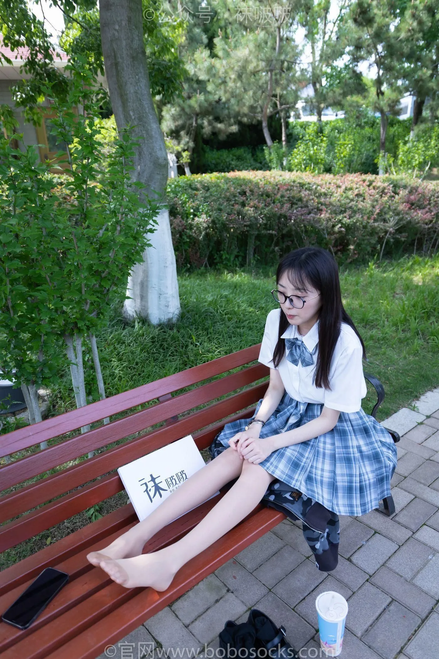 [BoBoSocks袜啵啵]NO.007 稚予-JK制服、皮鞋、黑色中筒棉袜、肉丝 [143P]插图8
